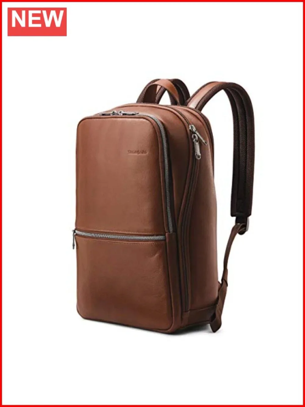 Slim Leather Backpack with Laptop Pocket
